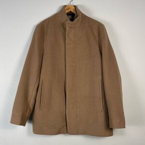 Theory Mens Clarence Pure Melton Wool Coat in Elk Melange Size L NEW